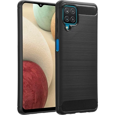 Afbeelding van imoshion Hoesje Geschikt voor Samsung Galaxy A12 Siliconen Brushed Backcover Zwart