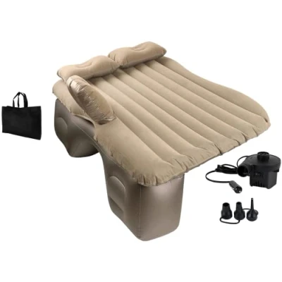 Afbeelding van EDIESI, Luchtmatras auto luchtbed met 12 V elektrische luchtpomp en 3 adapters accessoires (beige)