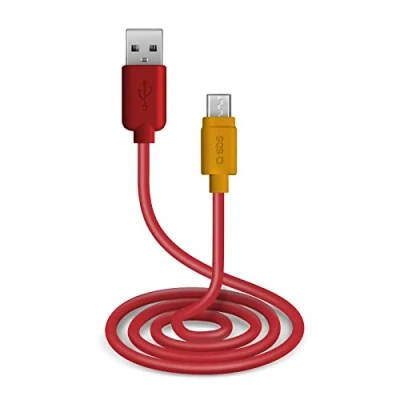 Afbeelding van Kabel voor opladen en gegevensoverdracht met USB 2.0 micro connectoren, lengte 1 m, rood