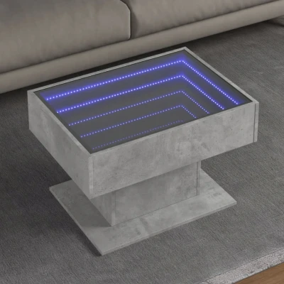 Afbeelding van Salontafel met LED 70x50x45 cm bewerkt hout betongrijs