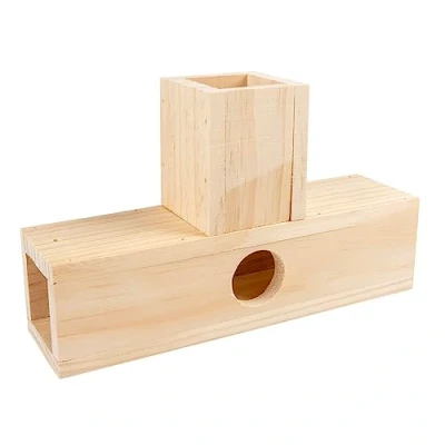 Afbeelding van Duvoplus Hok Knaagdier Houten T tunnel 24x14,5x6,5cm Houtkleurig 1st