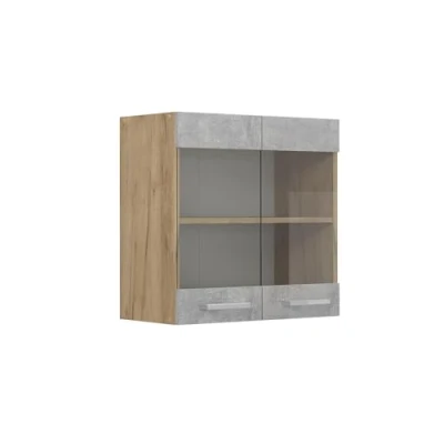 Afbeelding van Vicco Glazen keukenkast R Line, Beton/Krachtige eik goud, 60 cm