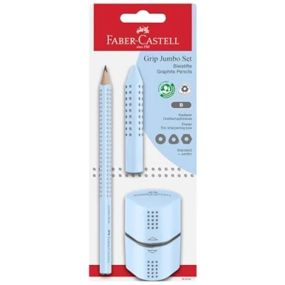 Afbeelding van Faber Castell, Potlood, Schrijfset 3 delig Jumbo Grip hemelsblauw (0.50 mm, B, 3 x)