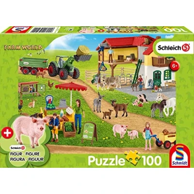Afbeelding van Farm World, Bauernhof und Hofladen. Puzzle 100 Teile, mit Add on (eine Original Figur)