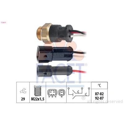 Afbeelding van FACET 7.5611 Temperatuurschakelaar, radiateurventilator M22x1,5 Made in Italy OE Equivalent FIAT: Tipo Hatchback