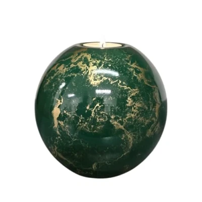Afbeelding van Urn met Kaarshouder Glas Groen, Goud 500 ml