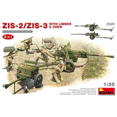 Afbeelding van 1:35 MiniArt 35369 Zis 2/Zis 3 with limber &amp; Crew. 2 in 1 Plastic Modelbouwpakket