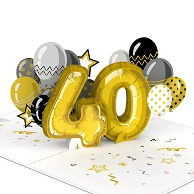Afbeelding van papercrush® Pop up kaart voor 40e verjaardag handgemaakte 3D verjaardagskaart mannen en vrouwen Gefeliciteerd met de in het bedrijf