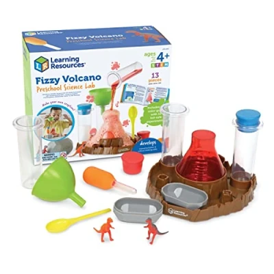 Afbeelding van Learning Resources Fizzy Volcano wetenschappelijk laboratoriumset voor kleuterschool vanaf 4 jaar, sprankelende schuimende reacties, chemie experimenten kinderen, STEM speelgoed