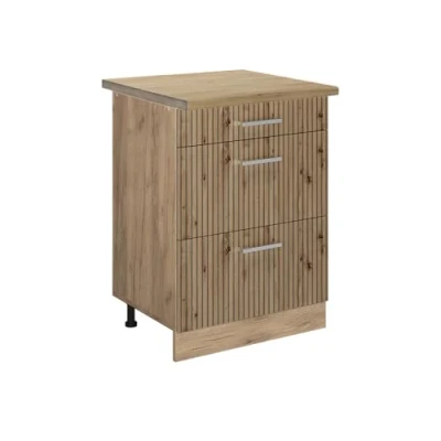 Afbeelding van Vicco Keukenonderkast R Line, Artisanaal eiken/Krachtige Eik goud, 60 cm met laden, WB