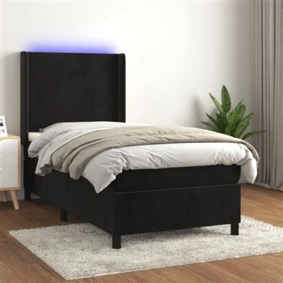 Afbeelding van vidaXL Boxspring met matras en LED fluweel zwart 90x200 cm