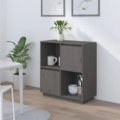 Afbeelding van Dressoir 74x35x80 cm massief grenenhout grijs