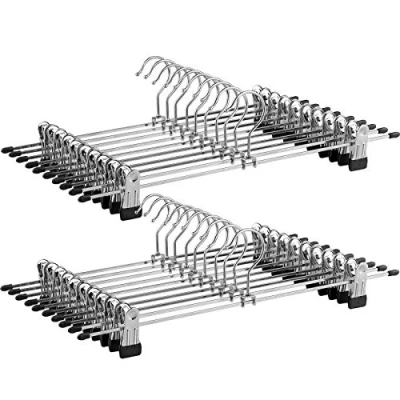 Afbeelding van SONGMICS 20 x metalen broekhanger Kleerhanger (extra breed) antislip 40 10,5 cm verchroomd CRI006