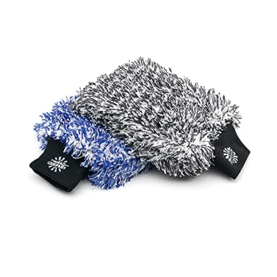 Afbeelding van The Rag Company Cyclone Ultra Koreaanse microvezel washandjes, 70/30, schuimvulling, krasbestendig, pluisvrij, perfect voor wassen zonder uitspoelen, 20 x 22,9 cm, blauw, 2 stuks