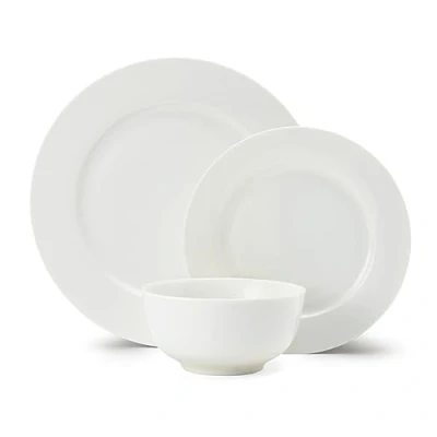 Afbeelding van Mikasa Egret 12 delig fijn porseleinen servies, wit servies voor 4 personen met dinerborden, bijzetborden en kommen in geschenkverpakking vaatwasmachinebestendig