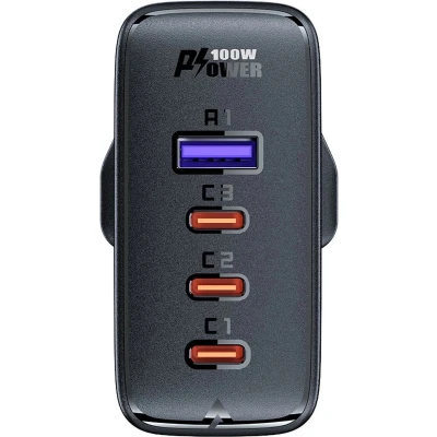 Afbeelding van GaN UK 100W Power Delivery snellader 3x USB C 1x zwart