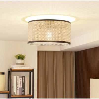 Afbeelding van Lindby plafondlamp 1licht Rotan H: 22 cm E27 hel hout