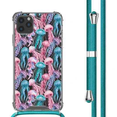 Afbeelding van imoshion Hoesje Geschikt voor iPhone 11 Pro Max Design met Koord Jellyfish Watercolor