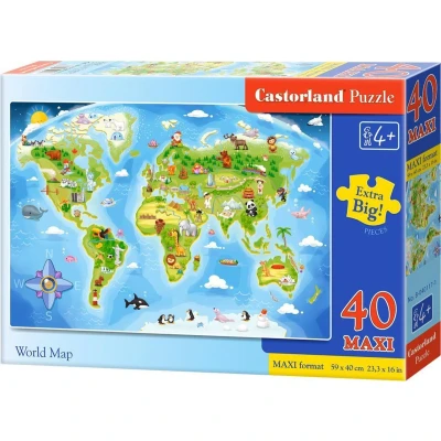 Afbeelding van Castorland Legpuzzel World Map Junior Karton 40 delig