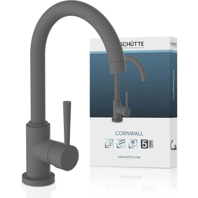 Afbeelding van SCHÜTTE Cornwall Design Keukenkraan Mengkraan Hoge, Draaibare Uitloop Antraciet Mat