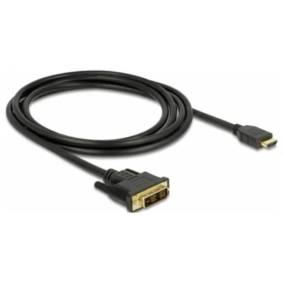 Afbeelding van Delock 85584 DVI kabel / HDMI Aansluitkabel D 18+1 polige stekker, A stekker 2 m Zwart Afgeschermd (drievoudig), Vergulde steekcontacten