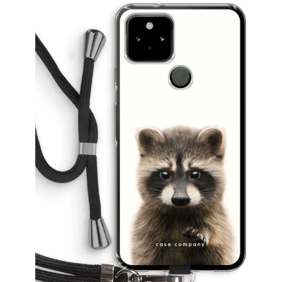 Afbeelding van Case Company® hoesje met Koord geschikt voor Google Pixel 5 Rocco Telefoonhoesje Zwart Bescherming aan alle Kanten en Over de Schermrand