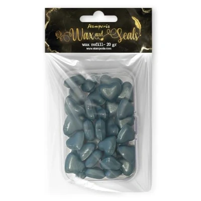 Afbeelding van Stamperia Heart Shape Pearl Blue Wax And Seals (Wax Refill 20gr) (WAXC15)
