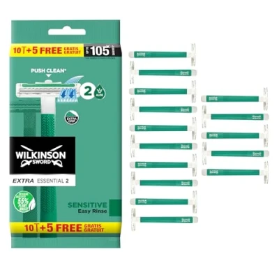 Image de Wilkinson Sword Extra Essential 2 Sensitive Rasoirs Jetables pour Hommes X 10+5