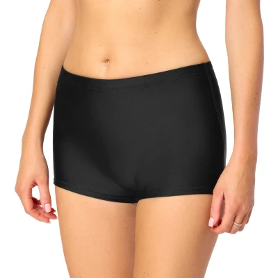 Afbeelding van Bellivalini BLV Leila Dames Zwembroek Zwemshorts Bikinibroekje Elastische tailleband Polyamide &amp; Elastaan Zwart 3XL