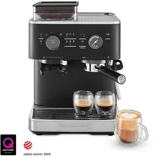 Afbeelding van KitchenAid Halfautomatische Espressomachine Met Koffiemolen Zwart