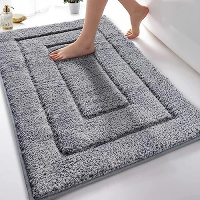 Afbeelding van DUNSOO Badmat, antislip, wasbaar, microvezel, waterabsorberend, voor douche, bad en toilet, grijs