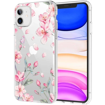 Afbeelding van iMoshion Design voor de iPhone 11 hoesje Bloem Roze / Groen