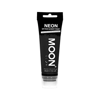 Afbeelding van Moon Glow Grote UV neonverf voor gezicht en lichaam. 75 ml Zwart met spons applicator