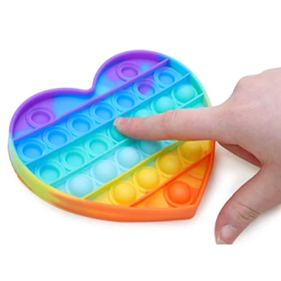 Afbeelding van Toyland® Push Bubble Pop &#039;Pop It&#039; Sensory Fidget Toy veel keuze (regenbooghart)