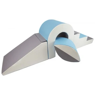 Image de Set de blocs en mousse 4 éléments avec petit pont blanc bleu clair gris