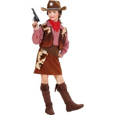 Afbeelding van Widmann Cowboy &amp; Cowgirl Kostuum Kind Renegade Meisje Bruin Maat 128 Carnavalskleding Verkleedkleding