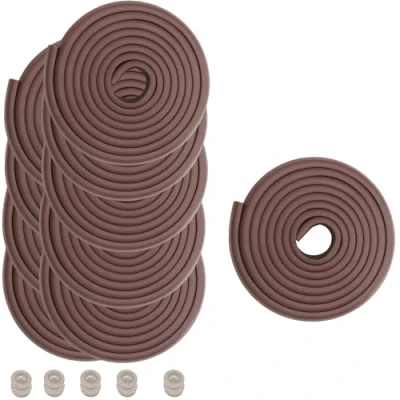 Afbeelding van HIMRY 50 m L vormige randbescherming schuimrubberen kinderbeveiliging beschermband extra dikke randen 10 x 5 bruin KXD7000