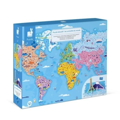 Afbeelding van Janod Educatieve Puzzel De Curiosa Van Wereld 350 Stukjes Ontdek Spelenderwijs Met Deze Reuzenpuzzel Bijna 1 Meter Lang! Geschikt Vanaf 7 Jaar