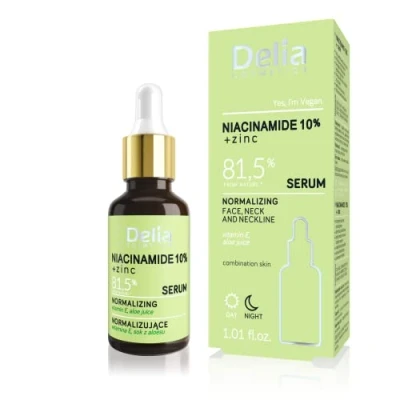 Image de Delia Cosmetics Sérum Normalisant Niacinamide 10% + Zinc Peau mixte avec Imperfections Réduit la sécrétion du sébum Minimise les Pores Dilatés Vegan 30 ml