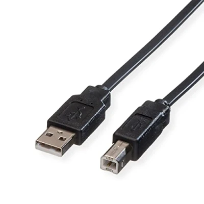 Afbeelding van ROLINE Notebook USB 2.0 plattekabel, type A B, zwart, 1,8 m