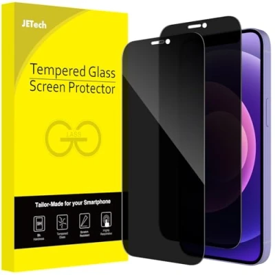 Afbeelding van JETech Anti spionage displaybescherming voor iPhone 12 mini 5,4 inch, volledige afdekking van gehard glas, compatibel met beschermhoes, 2 stuks