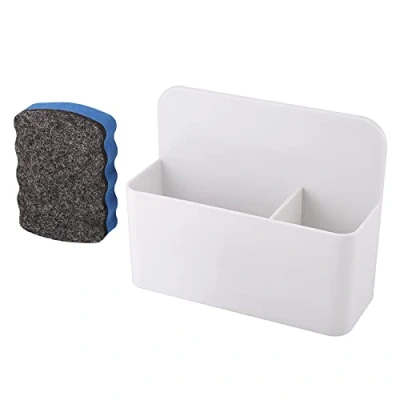 Afbeelding van Zocipro magnetische potloodhouder met gum voor whiteboard, verstelbare markeerhouder drooggum koelkast, kluisje, kantoor, huis, school (wit)