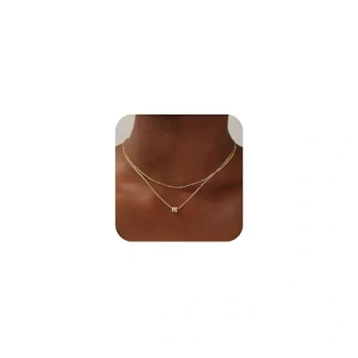 Afbeelding van TINGN 14 karaat vergulde meerlaagse halsketting met letters van A tot Z, kleine initialen, gepersonaliseerde ketting, hanger, dubbele ketting voor dames en meisjes, Goud