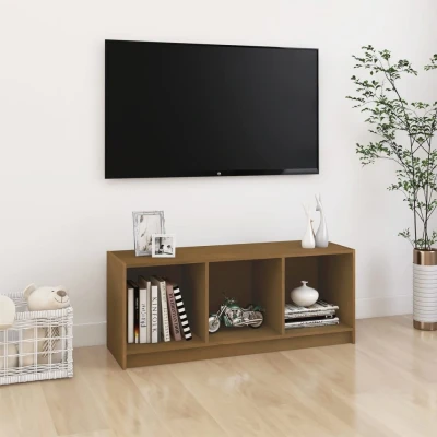Afbeelding van Tv meubel 104x33x41 cm massief grenenhout honingbruin