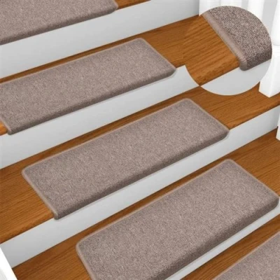 Image de vidaXL Tapis d&#039;escalier 15 pcs 65x21x4 cm Marron clair134569