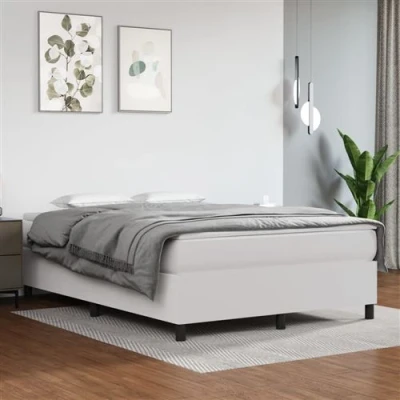 Image de vidaXL Sommier à lattes de lit avec matelas Blanc 140x200cm Similicuir
