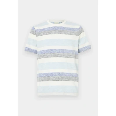 Afbeelding van TOM Tailor Inside Printed Stripe Tshirt print, Heren, Maat: XXL, White/multi coloured