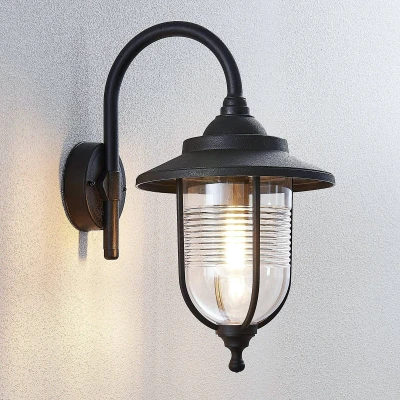 Afbeelding van Lindby Wandlamp buiten 1licht kunststof H: 45.2 cm E27 zwart (RAL 9005)