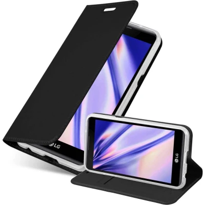 Afbeelding van Cadorabo Hoesje geschikt voor LG X POWER in CLASSY ZWART Beschermhoes met magnetische sluiting, standfunctie en kaartvakje Book Case Cover Etui