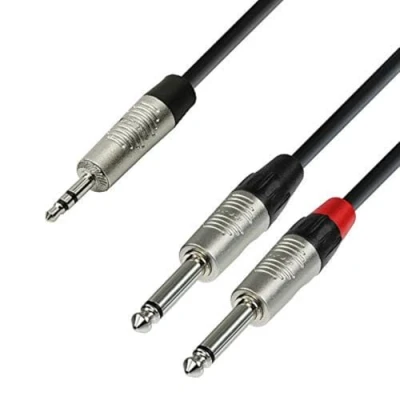 Afbeelding van Adam Hall 4 Star Series Rean instrumentenkabel (2 x 3,5 mm jack op 2 6,3 mono jackstekker, 3 m)
